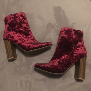 Maroon/ red velvet heels